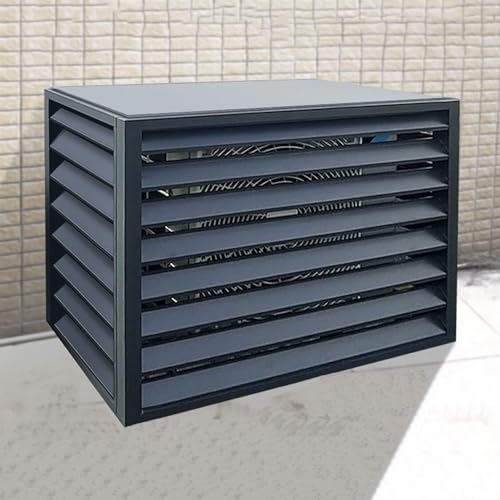 Abdeckung Klimaanlage Außengerät, Aluminium Sichtschutzzaun, Dekorativer Bildschirm Der Klimaanlage, Mülltonnenbox, Schutzgitter, Verkleidung Wärmepumpe(Gray,110x60x80cm) von TELCIM