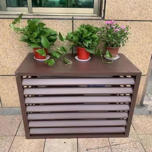 Aluminium-Abdeckung Für Klimaanlagen Und Wärmepumpen, Klimaanlagenzaun, Außengerät Sichtschutzzaun, Blumenständer, Schutzgitter, Für Außengerät(Brown,100x50x70cm) von TELCIM