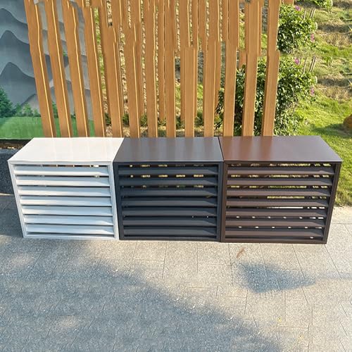 Aluminium Klimaanlage Abdeckung, Cover Schutzgitter Für Klimaanlagen Und Wärmepumpen, Blumenständer, Sichtschutzzaun, Dekorativer Bildschirm, Geräuschreduzierung(Brown,110x60x80cm) von TELCIM