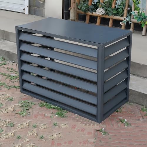 Aluminium Klimaanlage Abdeckung, Cover Schutzgitter Für Klimaanlagen Und Wärmepumpen, Blumenständer, Sichtschutzzaun, Dekorativer Bildschirm, Geräuschreduzierung(Gray,110x60x80cm) von TELCIM