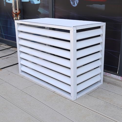 Aluminium Klimaanlage Abdeckung, Cover Schutzgitter Für Klimaanlagen Und Wärmepumpen, Blumenständer, Sichtschutzzaun, Dekorativer Bildschirm, Geräuschreduzierung(White,110x60x80cm) von TELCIM