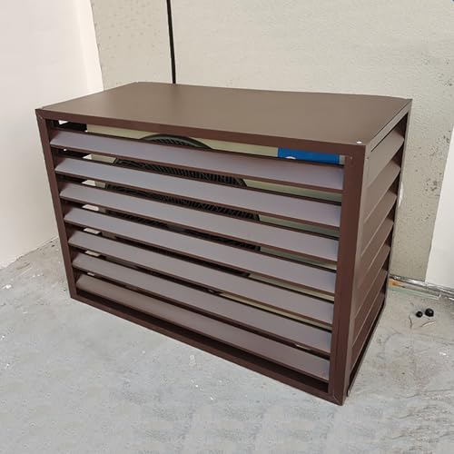 Aluminium Klimaanlage Abdeckung, Sichtschutzzaun, Wärmepumpe Verkleidung, Schutzgitter, Blumenständer, Mülltonnenbox Abdeckung, Geräuschreduzierung(Brown,110x60x80cm) von TELCIM