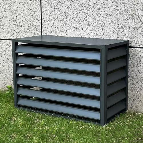 Aluminium Klimaanlage Abdeckung, Sichtschutzzaun, Wärmepumpe Verkleidung, Schutzgitter, Blumenständer, Mülltonnenbox Abdeckung, Geräuschreduzierung(Gray,110x60x80cm) von TELCIM