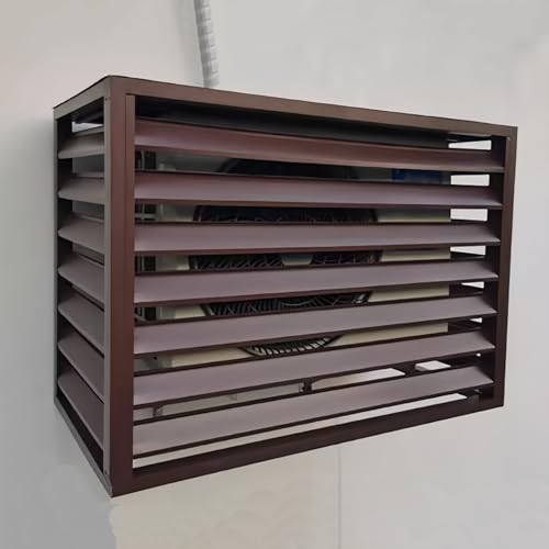 Aluminium Klimaanlage Abdeckung, Wärmepumpen Verkleidung, Außengerät Sichtschutzzaun, Mülltonnenbox, Blumenständer, Schutzgitter Für Klimaanlagen Und Wärmepumpen(Brown,110x60x80cm) von TELCIM