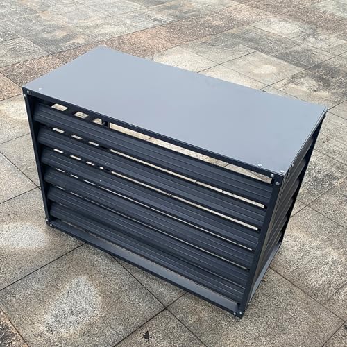 Aluminium Klimaanlage Abdeckung, Wärmepumpen Verkleidung, Außengerät Sichtschutzzaun, Mülltonnenbox, Blumenständer, Schutzgitter Für Klimaanlagen Und Wärmepumpen(Gray,110x60x80cm) von TELCIM