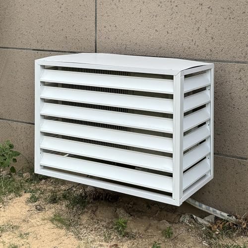 Aluminium Klimaanlage Abdeckung, Wärmepumpen Verkleidung, Außengerät Sichtschutzzaun, Mülltonnenbox, Blumenständer, Schutzgitter Für Klimaanlagen Und Wärmepumpen(White,110x60x80cm) von TELCIM
