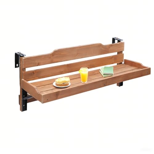 Balkon-Klapptisch Zur Wandmontage,Verstellbarer Hängeklapptisch,Klapptisch Aus Holz Mit Ablagen,Platzsparender Klappbarer Wandtisch,Balkontisch Hängegeländer(150 * 25cm/59.0 * 9.8in) von TELCIM
