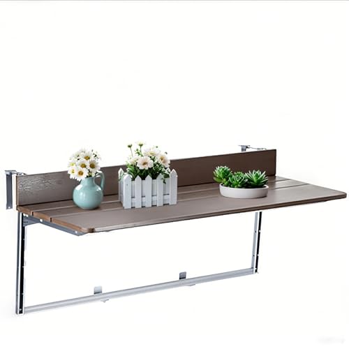 Balkonhängetisch,Wandmontierter Tisch Für Kleine Räume,Balkontisch Hänge Geländer,Kleiner Wandschreibtisch Mit Metallständer,Multifunktionsschreibtisch,Balkontisch Hängend(60 * 37cm/23.6 * 14.5in) von TELCIM