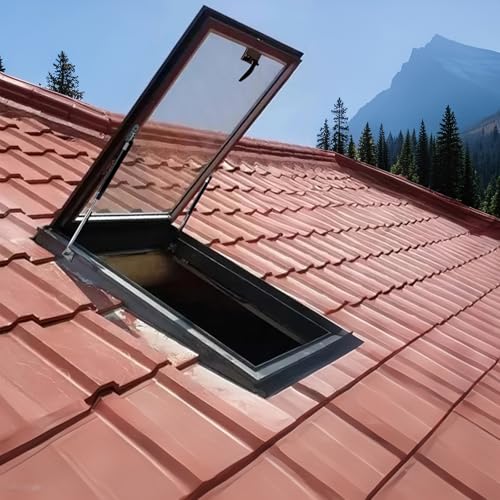 Dachfenster,Ausstiegsfenster Dachluke,Ausstieg Dachluke,Manueller Lüftungsauslass,Oberlicht Aus Gehärtetem Glas,Geeignet Für Keller Und Dachböden(68 * 88cm/26.7 * 34.6in) von TELCIM