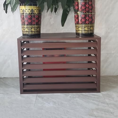 Klimaanlage Abdeckung, Cover Schutzgitter Für Wärmepumpen, Aluminium Blumenständer, Dekorativer Sichtschutz, Verkleidung Klimaanlage Außengerät(Brown,110x60x80cm) von TELCIM