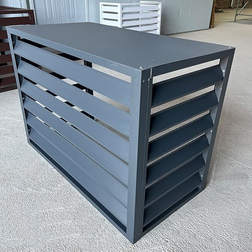 Klimaanlage Abdeckung, Cover Schutzgitter Für Wärmepumpen, Aluminium Blumenständer, Dekorativer Sichtschutz, Verkleidung Klimaanlage Außengerät(Gray,110x60x80cm) von TELCIM