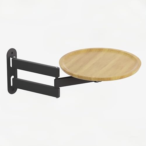 TELCIM Runder Klapptisch Wand,Teleskopische Längenverstellung,An Der Wand Montierter Klappbarer Runder Tisch,An Der Wand Montierter Kleiner Schreibtisch,Runder Klapptisch(Wood Color) von TELCIM