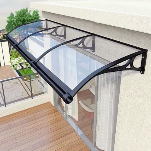 Überdachung, Polycarbonat Vordach Für Fenster Mit Aluminiumhalterung, Markise Für Haustür Mit Waschbecken, Transparent Türdach, Regen Und Schneeschutz(W80xL100cm) von TELCIM