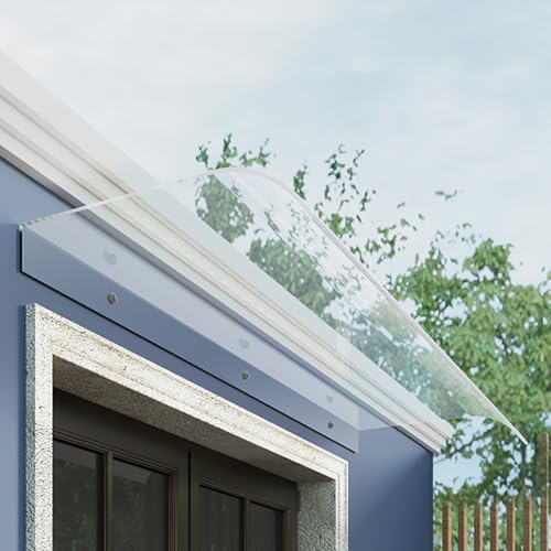 Vordach Für Haustür, Draußen Regendach, 3.5mm Polycarbonat Fenstermarkise, Überdachung Pultbogenvordach, Sonnenschutz & Regenschutz(50x80cm/19.7x31.5in) von TELCIM