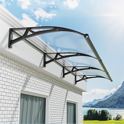 Vordach Für Haustür Mit Separater Entwässerung, Polycarbonat Fenstermarkisen Mit Aluminiumhalterung, Pultbogenvordach, Für Balkon Traufe Garten(W100xL100cm) von TELCIM