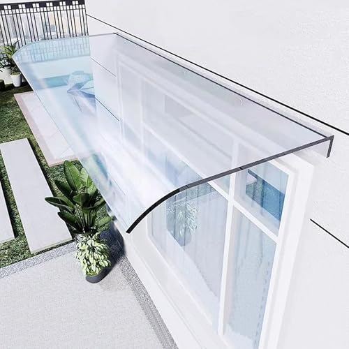Vordach Für Haustür Überdachung, Pultbogenvordach Aus 3.5 Mm Transparent Polycarbonat, Fenstermarkise, Haustürvordach Für Tür Fenster Balkon Garage Terrasse(50x120cm/19.7x47.2in) von TELCIM