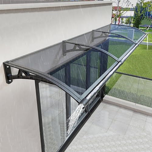 Vordach Für Haustür Überdachung Mit Waschbecken, Fenstermarkise, Polycarbonat Pultbogenvordach Mit Aluminiumhalterung, Türvordach Für Schützt Vor Regen(W60xL120cm) von TELCIM