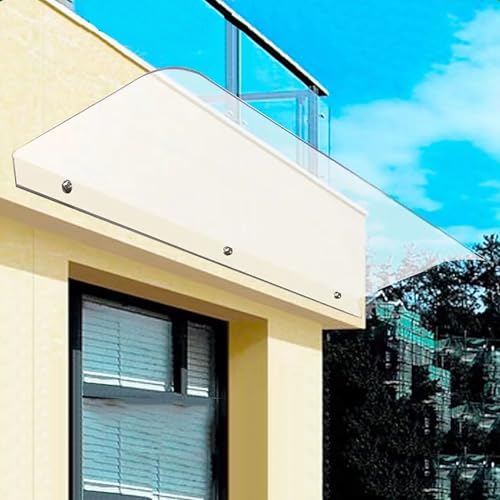 Vordach Überdachung Für Haustür, Fenster Markise, Transparentem Polycarbonat Pultbogenvordach, Außen Eingangsüberdachung Regenschutz, Für Tür Fenster Balkon Garage(50x120cm/19.7x47.2in) von TELCIM