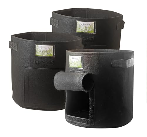TELE WELT Pflanzsäcke 3er Set [MIT KLETTFENSTER] Pflanzsack - Stofftöpfe je 30 L - Pflanztopf - Stofftopf - Pflanztasche 30 L - growbag von TELE WELT