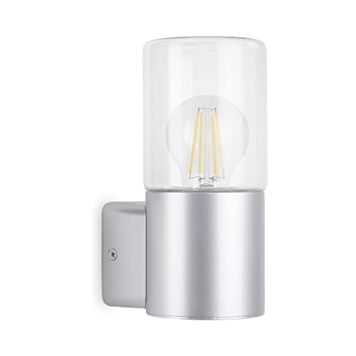 TELEFUNKEN - Außenlampe IP44, Wandleuchte Außen, E27 max. 12W, Silberfarbig, 195x85x110 mm (LxBxH), 320504TF von TELEFUNKEN