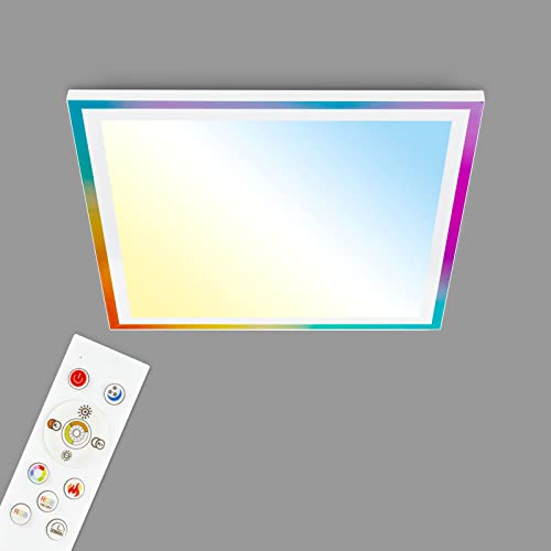 TELEFUNKEN - LED Deckenleuchte RGBIC Magic, LED Deckenlampe CCT, Rand mit Lauflicht, Dimmbar, Farbwechsel, Fernbedienung, Nachtlicht, 470x470x70 mm (LxBxH), Weiß von TELEFUNKEN