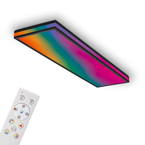 TELEFUNKEN - LED Deckenleuchte RGBIC Magic, LED Deckenlampe CCT, inkl. Randlicht, Dimmbar, Farbwechsel, Fernbedienung, Nachtlicht, 1000x250x70 mm (LxBxH), Schwarz von TELEFUNKEN