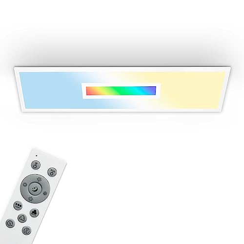 TELEFUNKEN - LED Panel, LED Deckenleuchte, Deckenlampe dimmbar, inkl. Fernbedienung, RGB-Innenbereich, 22 Watt, 2200lm, Timerfunktion, 1000x250x63mm (LxBxH) 319206TF Weiß von TELEFUNKEN