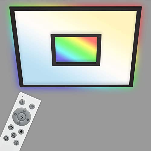 TELEFUNKEN - LED Panel, LED Deckenleuchte, Deckenlampe dimmbar, inkl. Fernbedienung, RGB-Innenbereich und -Backlight, 36 Watt, 3800lm, Timerfunktion, 595x595x63mm (LxBxH), 319505TF, Schwarz von TELEFUNKEN