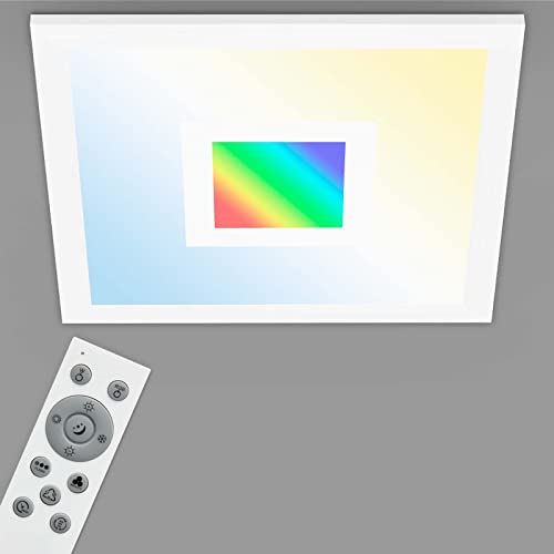 Telefunken - LED Panel, LED Deckenleuchte, Deckenlampe dimmbar, inkl. Fernbedienung, RGB-Innenbereich, 16 Watt, 1500lm, Timerfunktion, 295x295x55mm (LxBxH), Weiß von TELEFUNKEN