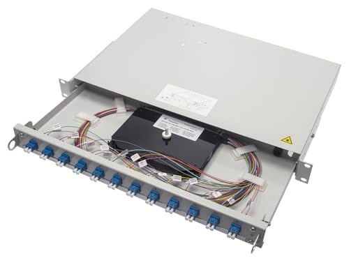 TELEGÄRTNER 19" LWL-RANGIERVERT.Profi V 1HE, 12xLCD türkis+24xPigt.50 OM3,eingefärbt von TELEGARTNER