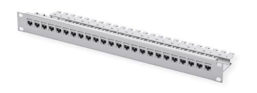 TELEGÄRTNER 19"-Modulträger 1 HE, mit 24 AMJ-SL-Modulen Kat.6A (Class EA), grau von TELEGARTNER