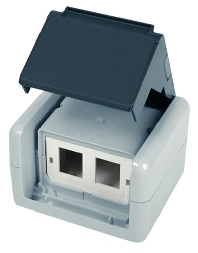 TELEGÄRTNER Gehäuse AP IP44,75x86x58, grau, mit Mont-Einsatz für 2xAMJ-Modul von TELEGARTNER