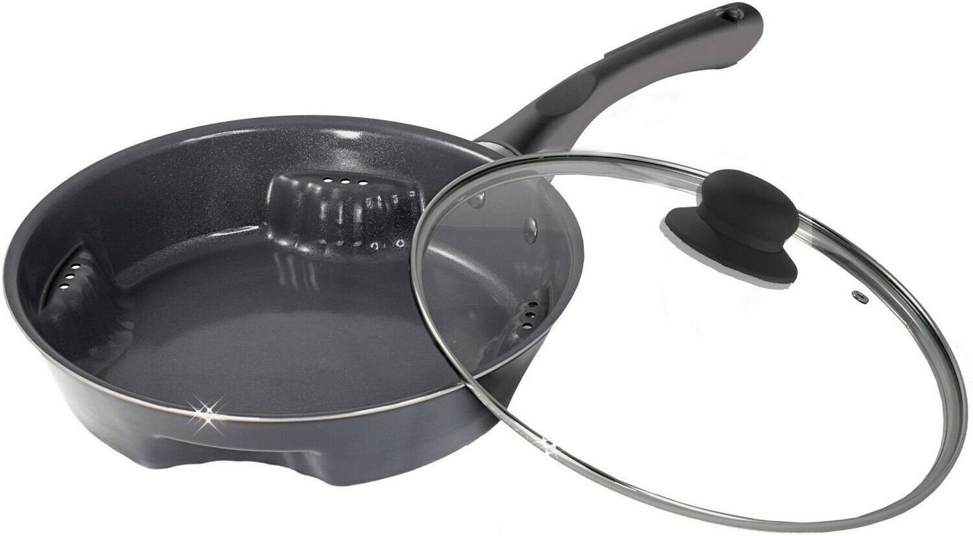 TELESHOP Bratpfanne Bratpfanne Ceraflon Airfry Pan Titan, Edelstahl (Keramik 1tlg 28cm auch Induktion), Fettfreies braten von TELESHOP