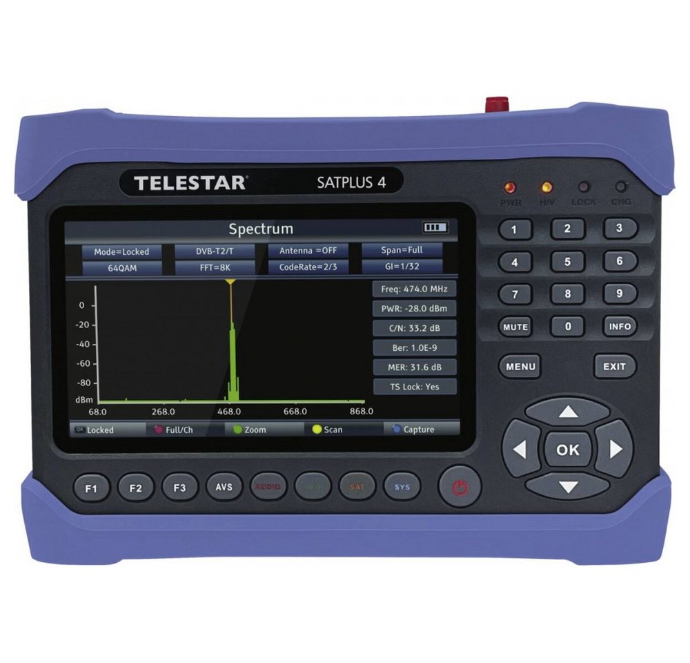 TELESTAR Telestar SATPLUS 4 Antennenmessgerät. Camping Sat-Anlage (DVB-S/S2/T/T2/C Unterstützung), Vielseitiges Antennenmessgerät mit 7-Zoll-Display von TELESTAR