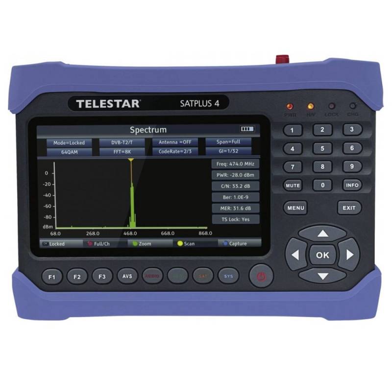 TELESTAR Telestar SATPLUS 4 Antennenmessgerät. Camping Sat-Anlage (DVB-S/S2/T/T2/C Unterstützung), Vielseitiges Antennenmessgerät mit 7-Zoll-Display von TELESTAR