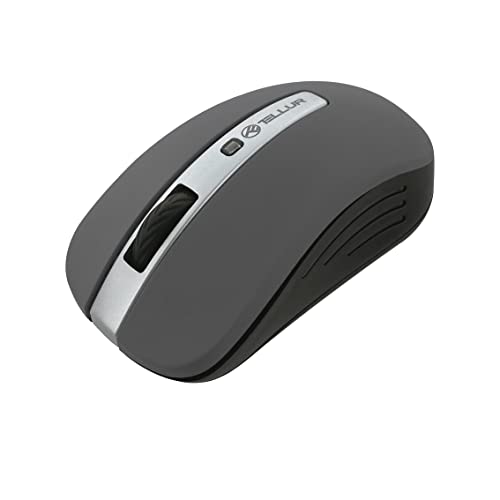 TELLUR Basic Kabellose Maus, LED, Leicht, Plug & Play-Installation, USB-Anschluss, Normale Größe, 10 m Betriebsreichweite, Nano-Empfänger USB, Dunkelgrau von TELLUR