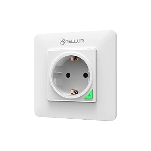 TELLUR SMART Wlan Wandsteckdose, Wlan Alexa Steckdose mit Schalter, Kompatibel mit Alexa & Google Home, Intelligente Steckdose mit Sprachsteuerung, Fernbedienung und Zeitplan, 3000 W, 16 A, Weiß von TELLUR