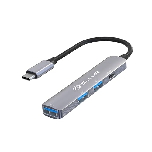 Tellur 4-in-1 USB-C 3.1 Hub, 2 USB 2.0 + 1 USB-C + 1 USB 3.0, Aluminium, Grau von TELLUR