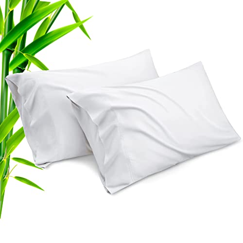 Weiße Kissenbezüge, Queen-Size-Größe, kühlende Kissenbezüge aus Bambus-Viskose, mit Hotelverschluss, kühl und atmungsaktiv, für heiße Schläfer und Nachtschweiß, 50,8 x 76,2 cm, 2 Stück von TELUS