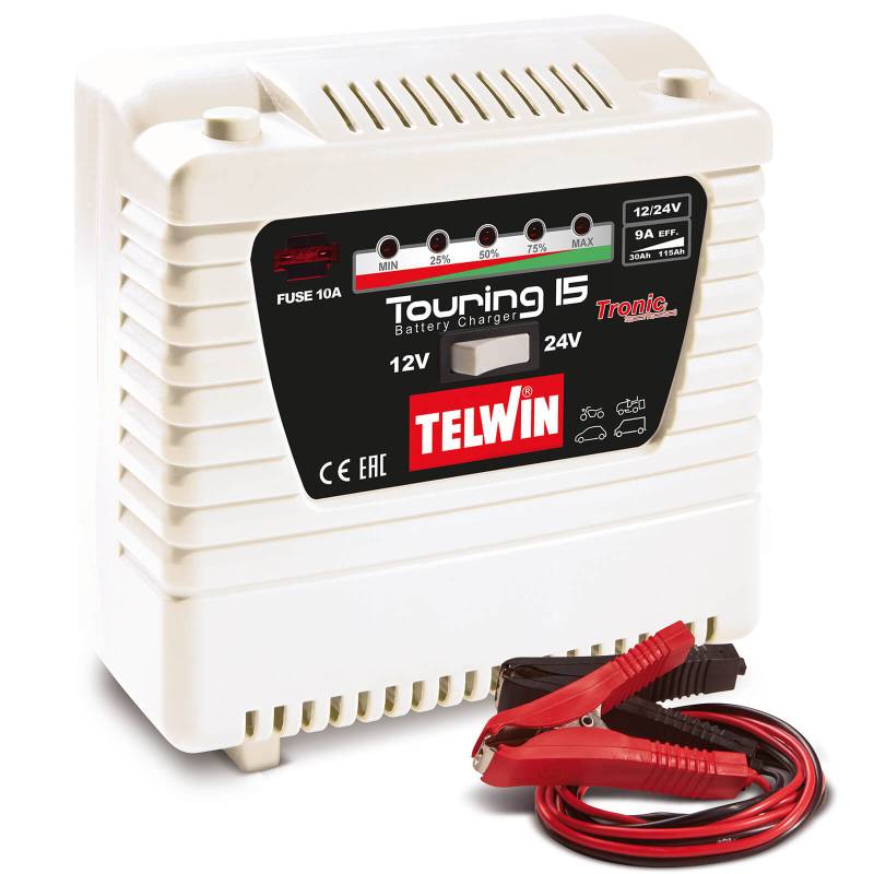 Telwin Elements TOURING 15 Autobatterie Ladegerät 12V/24V, 9 A Ladestrom 115 Ah von TELWIN