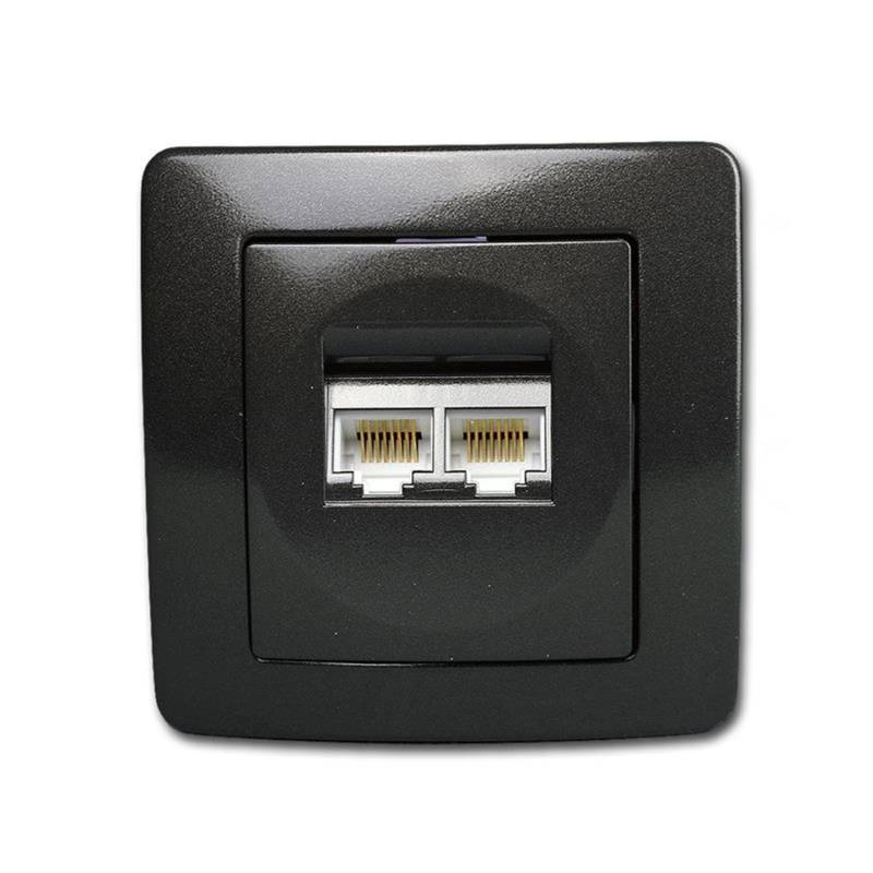 TEM EKONOMIK 2-Fach RJ45 Netzwerkdose Cat5e Anthrazit TEM EKONOMIK 2-Fach RJ45 Netzwerkdose Cat5e Anthrazit von TEM