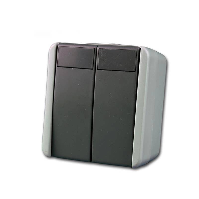 TEM Fontana Doppel Taster Grau 250V10A AP IP44 von TEM