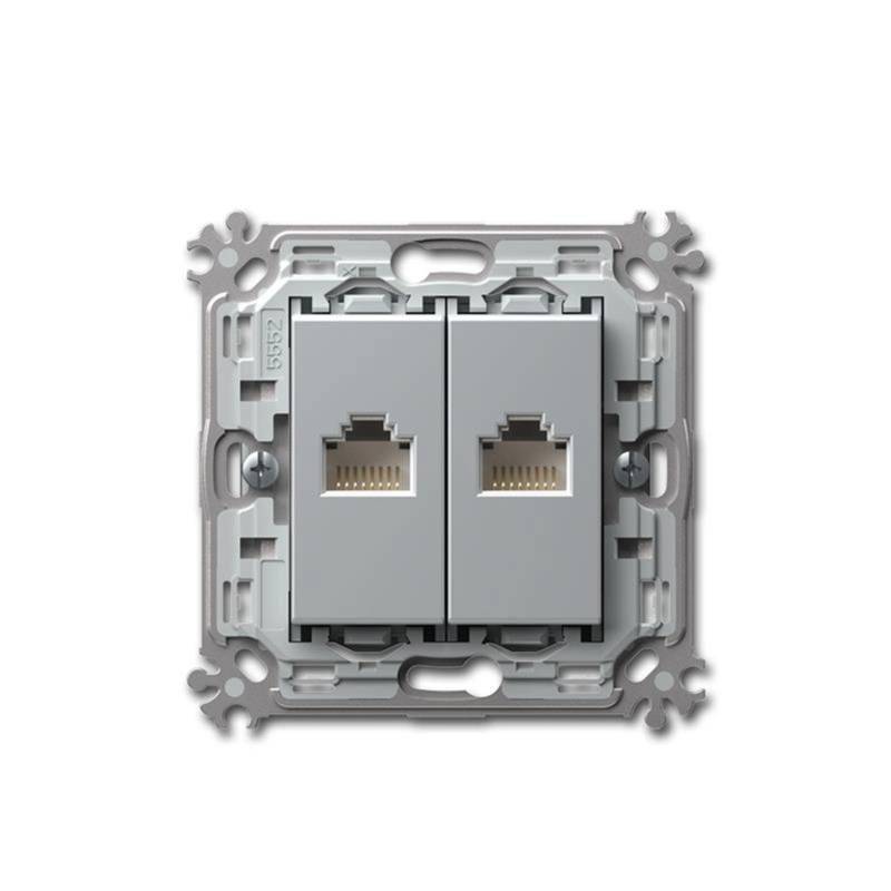 TEM MODUL PLUS 2-Fach RJ45 Netzwerkdose Cat5e Silber TEM MODUL PLUS 2-Fach RJ45 Netzwerkdose Cat5e Silber von TEM