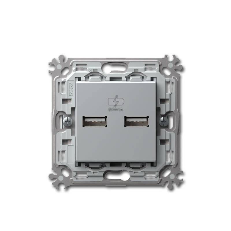 TEM MODUL PLUS 2-Fach USB Ladesteckdose Silber 5V1A von TEM