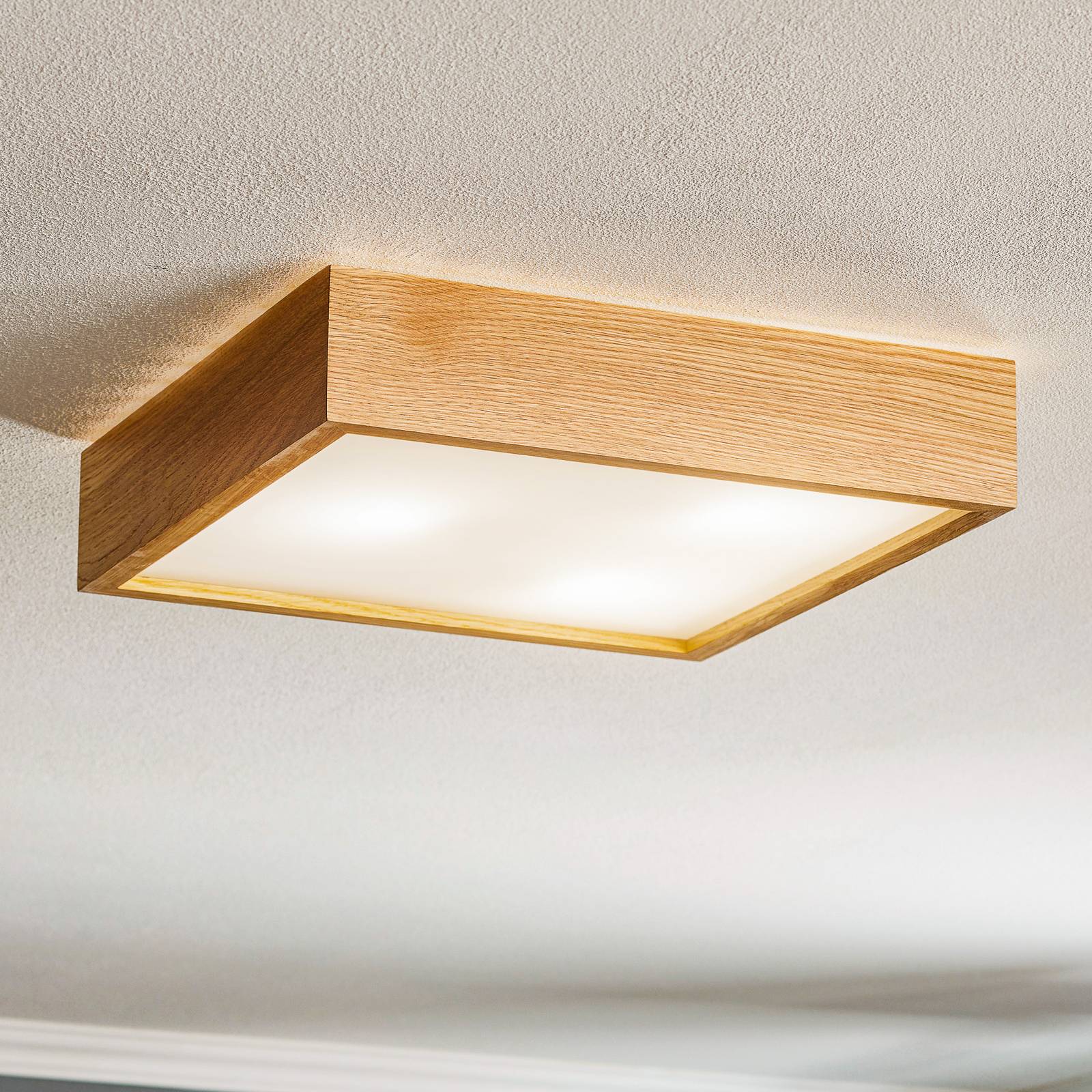 Deckenleuchte Quatro DR mit Holzrahmen, 38,5cm von TEMAR LIGHTING