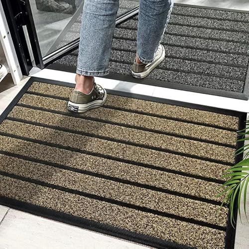 TEMIR Extra strapazierfähige Fußmatte für den Außenbereich, 76,2 x 43,2 cm, strapazierfähig, rutschfest, Schmutz- und Feuchtigkeitsfänger, niedriges Profil, TPE und Kunstrasen, Willkommensmatte von TEMIR