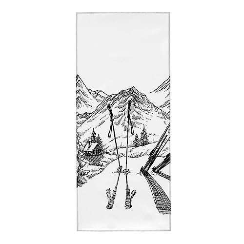 Saugfähiges Handtuch mit Skifahren-Motiv, super Faser, saugfähiges Handtuch, geeignet für Badezimmer, Spas 30 x 70 cm von TEMKIN