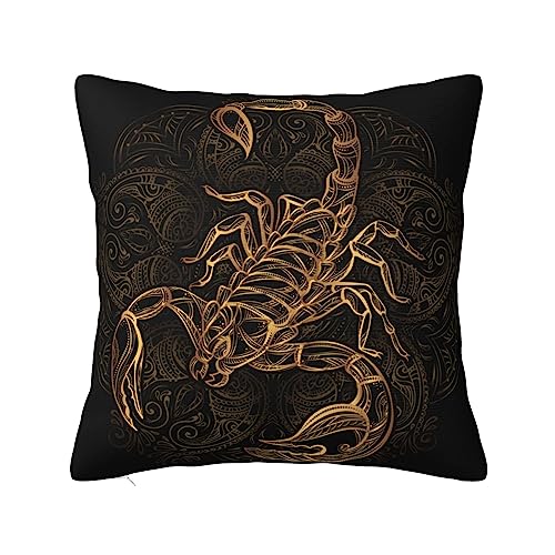 TEMKIN Goldener Skorpion stilvoller doppelseitiger Plüsch-Kissenbezug für Sofas, Schlafzimmer, Autokissen und Polster von TEMKIN