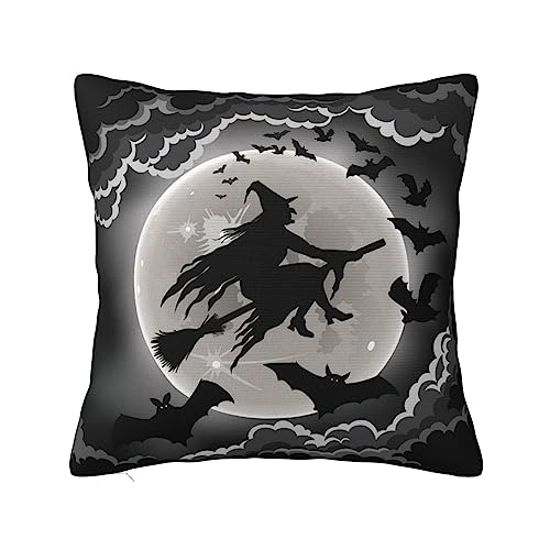 TEMKIN Halloween-Hexe, stilvoller, doppelseitiger Plüsch-Kissenbezug für Sofas, Schlafzimmer, Autokissen und Polster von TEMKIN