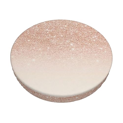 TEMKIN Rose Gold Faux Glitter Samt Barhocker Bezug Rund Hocker Kissen Bezug Hocker Stuhlbezug, Elastischer Dicker Elastischer Stoff Waschbar von TEMKIN